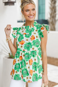 Good Opportunities Green Floral Blouse