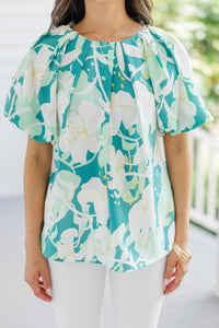 It's All For You Green Tropical Floral Blouse