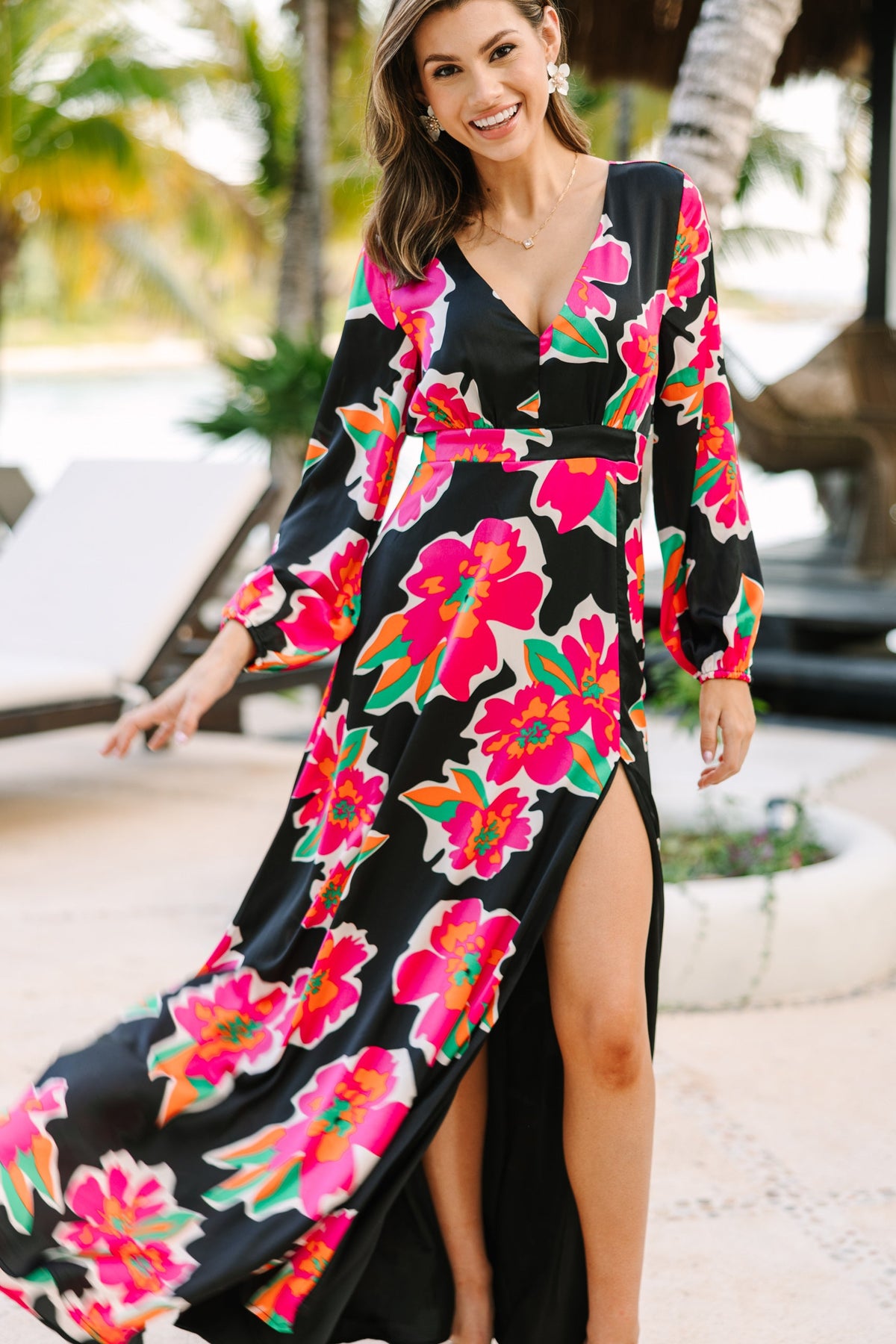 【店舗限定色】Winter Floral Long-sleeve Dress 店舗限定】Winter Floral Long-sleeve Dress S