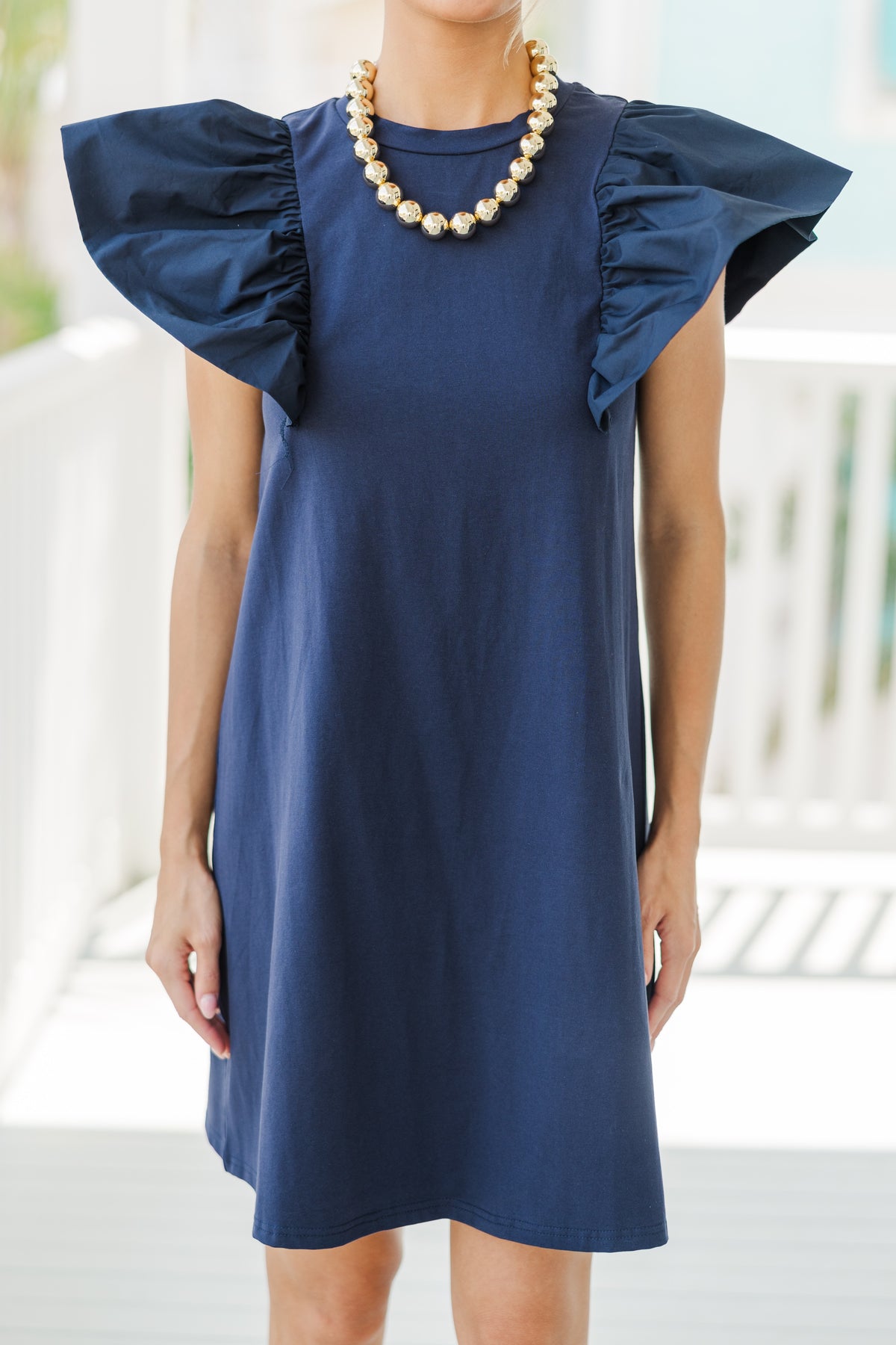 Get Ready Navy Blue Ruffled Mini Dress – Shop the Mint