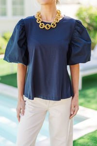 Lovely New Day Navy Blue Blouse