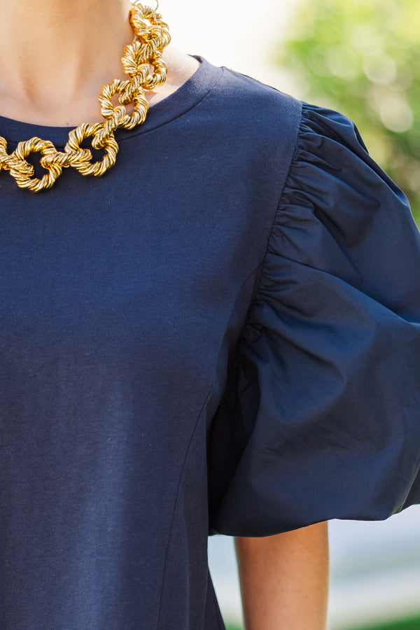 Lovely New Day Navy Blue Blouse