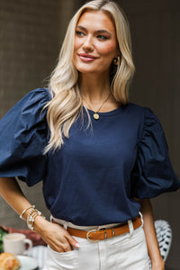 Lovely New Day Navy Blue Blouse