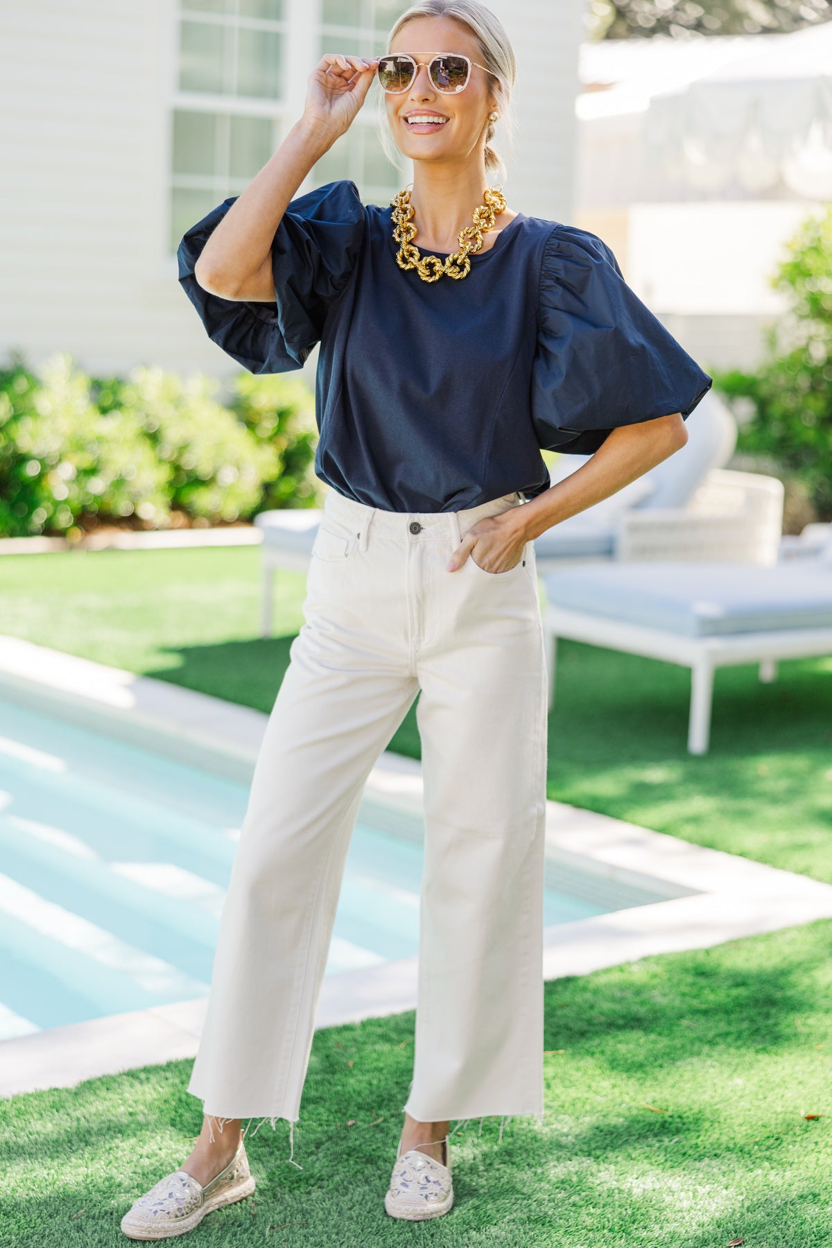 Lovely New Day Navy Blue Blouse – Shop the Mint
