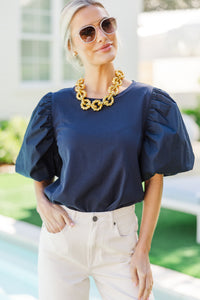 Lovely New Day Navy Blue Blouse