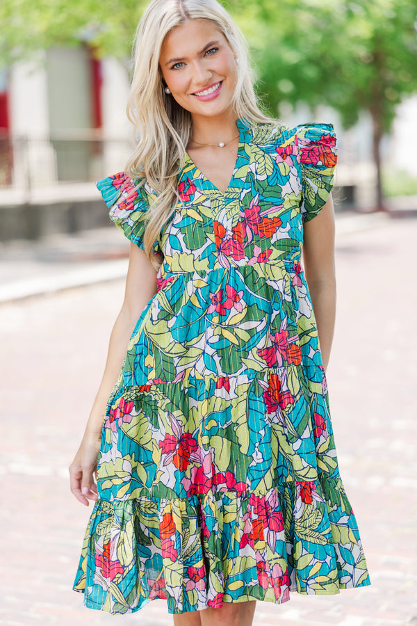 Make It Your Own Green Tropical Tiered Dress Shop the Mint Make It Your Own Green Tropical Tiered Dress Shop the Mint