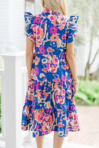 Make It Your Own Navy Blue Floral Tiered Dress