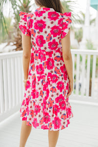 Make It Your Own Pink and White Floral Tiered Dress