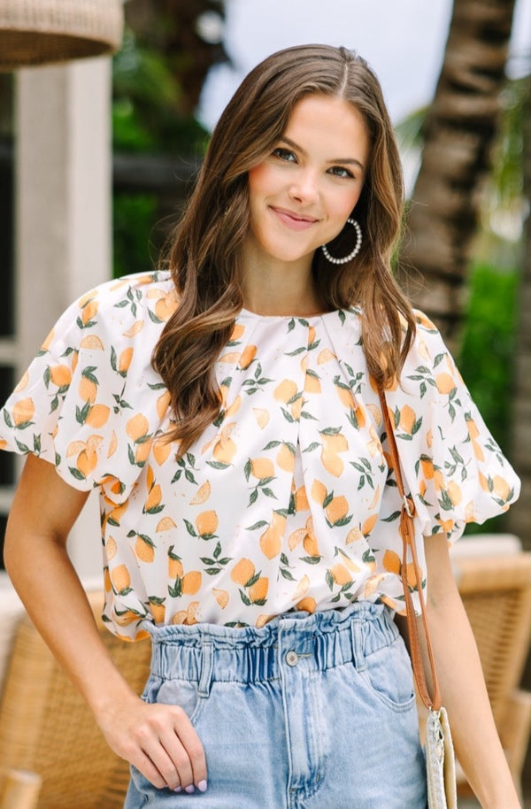 lemon print blouse, summer blouses, shop the mint