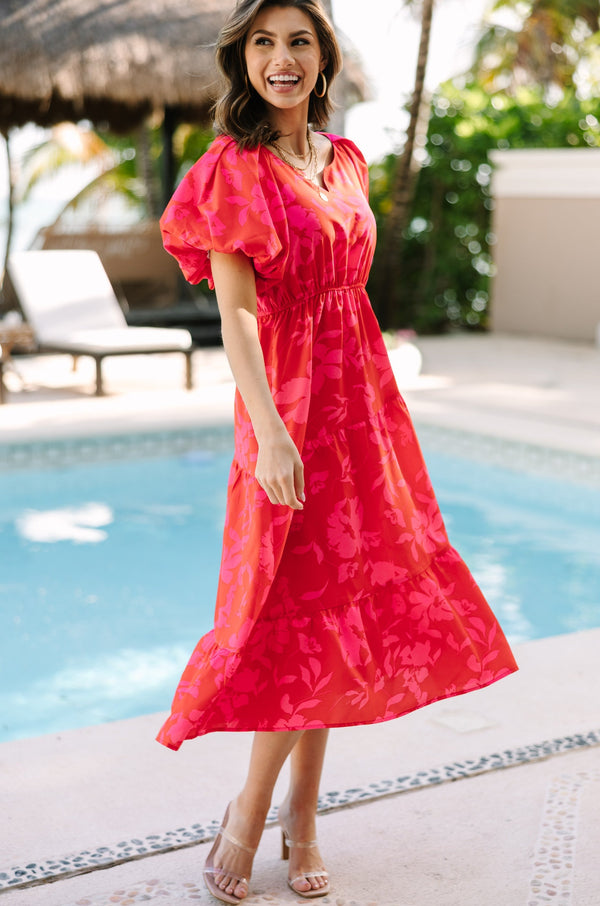 Odds Are In Your Favor Red Floral Midi Dress Shop the Mint Odds Are In Your Favor Red Floral Midi Dress Shop the Mint