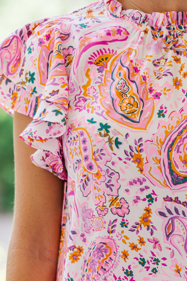 On Your Heart Pink Paisley Blouse