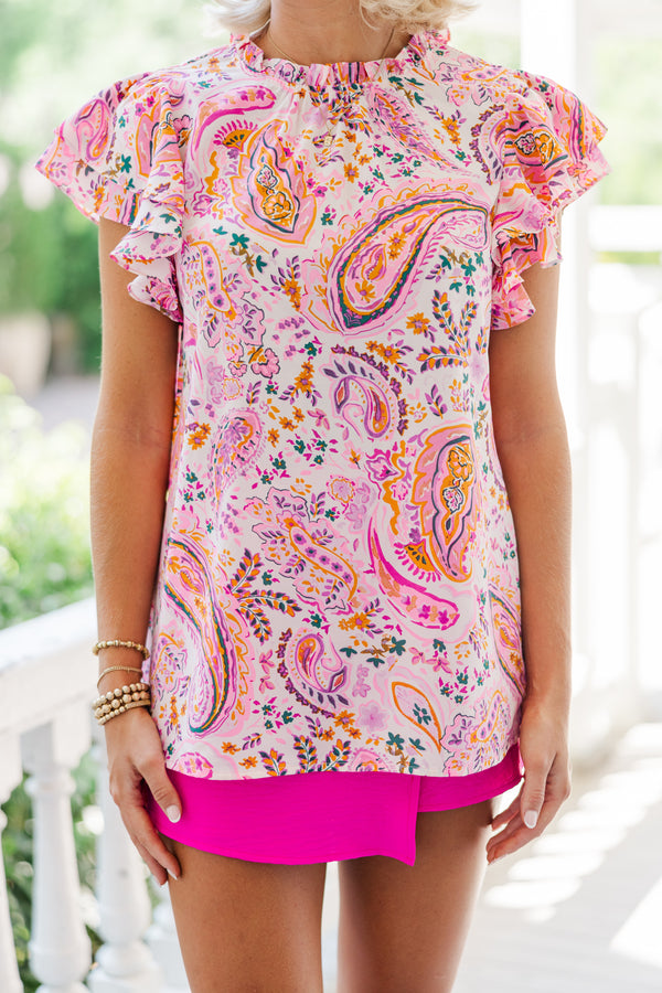 On Your Heart Pink Paisley Blouse