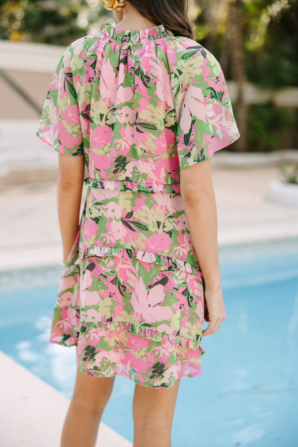 Perfectly You Pink Floral Babydoll Dress, Large - The Mint Julep Boutique