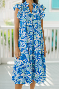 Real Love Navy Blue Floral Midi Dress