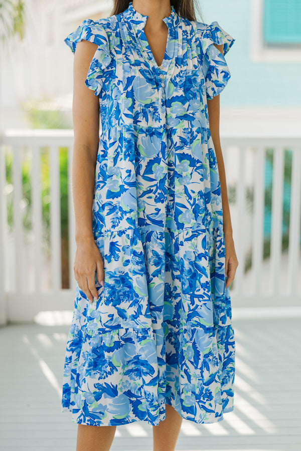 Real Love Navy Blue Floral Midi Dress – Shop The Mint