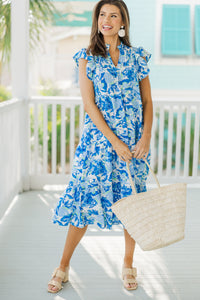 Real Love Navy Blue Floral Midi Dress