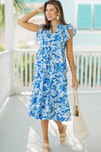 Real Love Navy Blue Floral Midi Dress