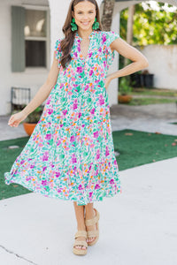 Real Love Magenta Purple Floral Midi Dress