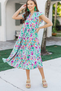 Real Love Magenta Purple Floral Midi Dress