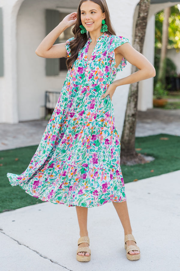 purple floral midi dress Real Love Magenta Purple Floral Midi Dress – Shop the Mint