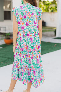 Real Love Magenta Purple Floral Midi Dress