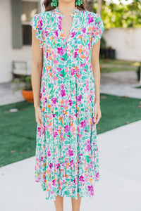 Real Love Magenta Purple Floral Midi Dress