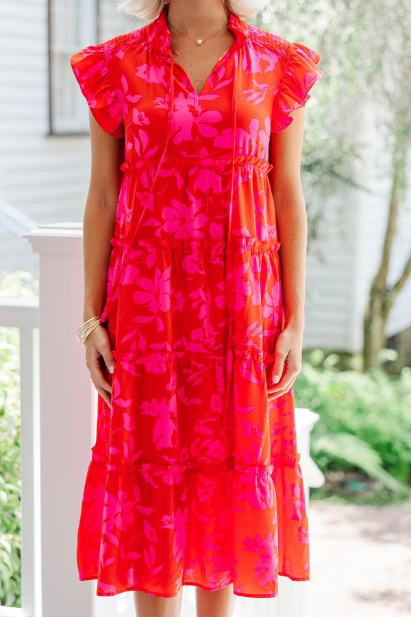 Show You Off Red Floral Midi Dress – Shop the Mint