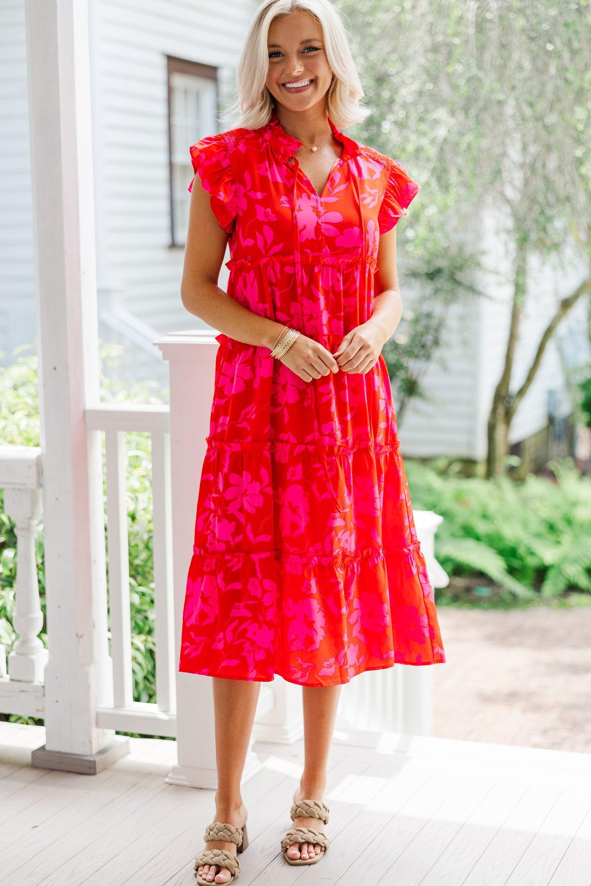 Show You Off Red Floral Midi Dress – Shop the Mint