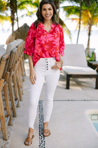 True Self Red Floral Blouse