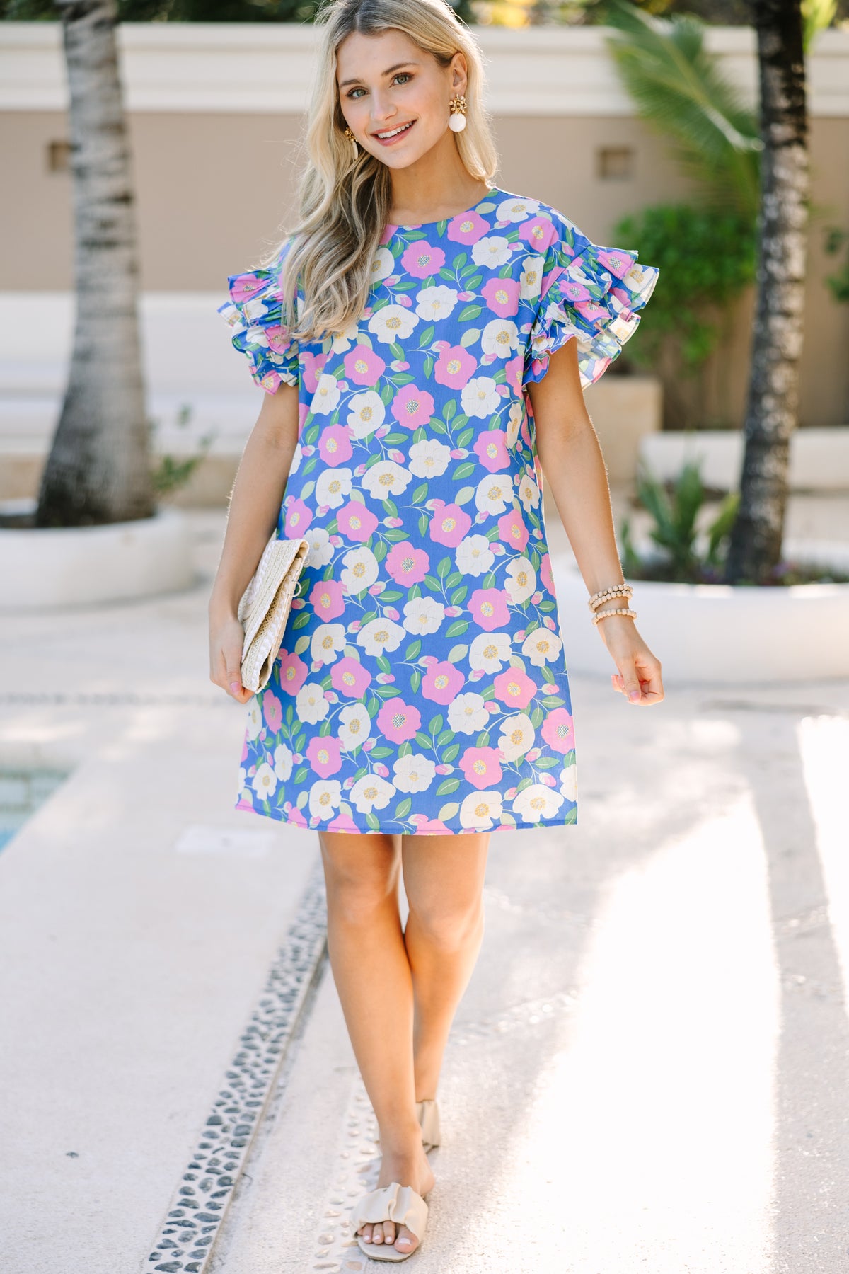 What A Vision Blue Floral Ruffled Dress – Shop the Mint