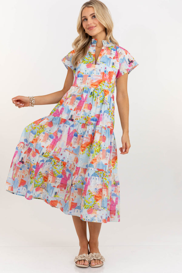 In Your Dreams Pink Toile Print Midi Dress