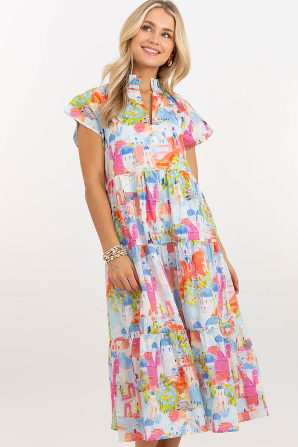 In Your Dreams Pink Toile Print Midi Dress