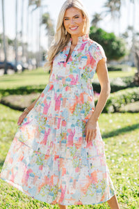 In Your Dreams Pink Toile Print Midi Dress