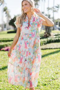 In Your Dreams Pink Toile Print Midi Dress