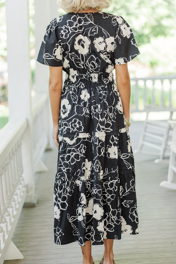 I'll Be Seeing You Black Floral Maxi Dress