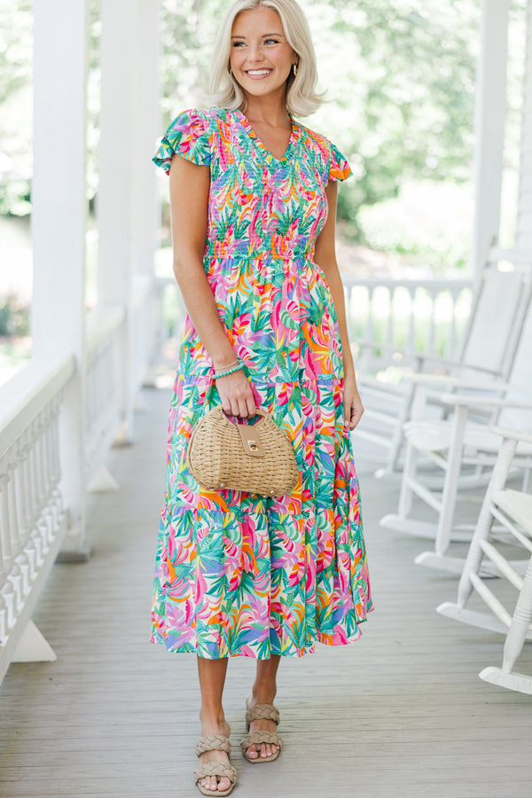 Feels Like Paradise Green Tropical Maxi Dress – Shop the Mint