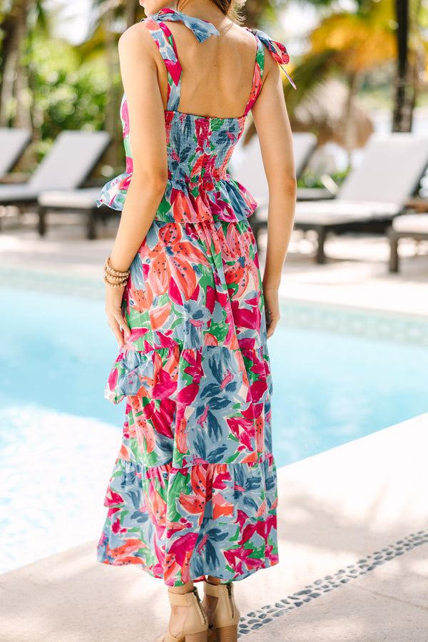 floral boutique maxi dress Imogen Pink Floral Print Strapless Maxi Dress - US 12