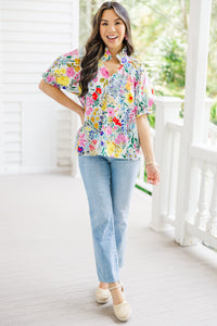 Life To Lead White Floral Blouse