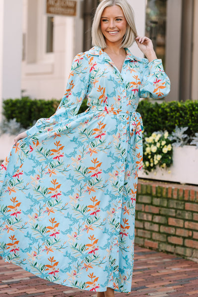 knee length dresses for ladies Floral Printed A-Line Maxi Dress – IULOVER main image 0