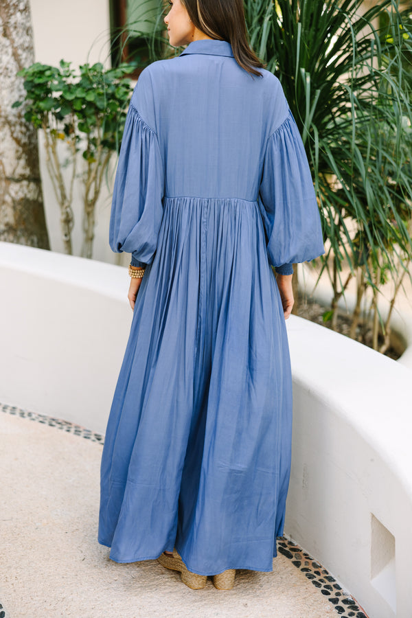 best stores for maxi dresses Cute Blue Floral Pleated Maxi Dress | Trendy Women's Dress