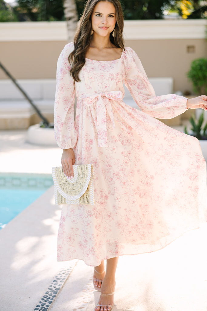 Feeling Oh So Sweet Pink Floral Midi Dress – Shop the Mint