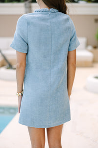 Ask You Out Light Blue Tweed Dress