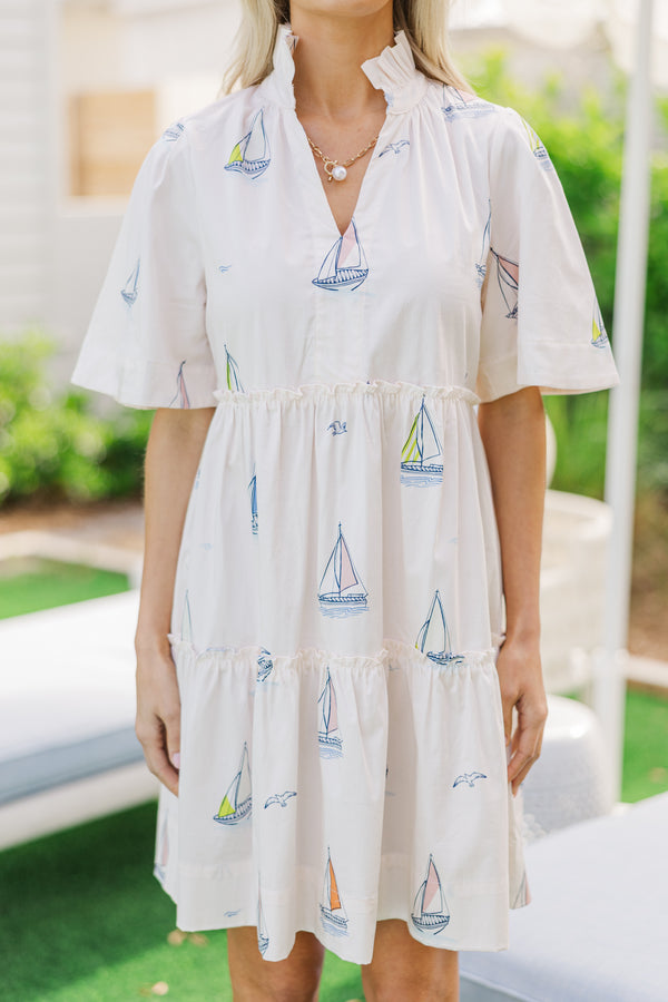 Feeling Your Best Pale Peach Sailboat Dress
