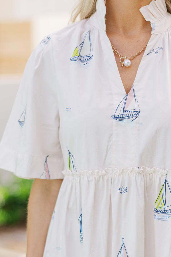 Feeling Your Best Pale Peach Sailboat Dress