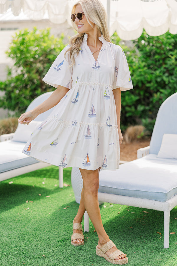 Feeling Your Best Pale Peach Sailboat Dress