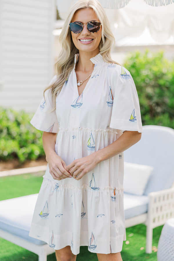 Feeling Your Best Pale Peach Sailboat Dress