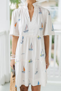 Moonlit Night White Sailboat Dress