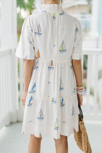 Moonlit Night White Sailboat Dress