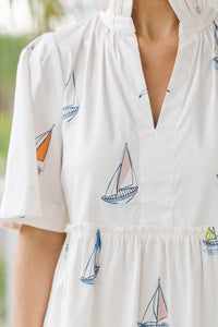 Moonlit Night White Sailboat Dress