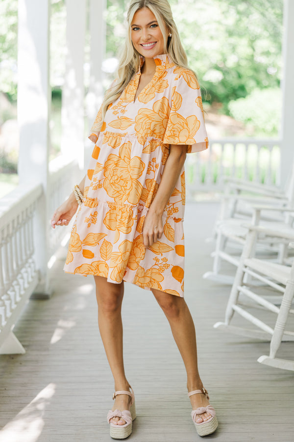 Feeling Your Best Mustard Yellow Floral Dress, Large - The Mint Julep Boutique